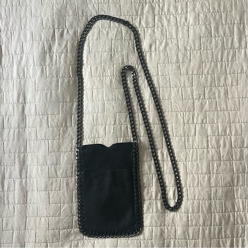 Black Leather Chain Strap Cross Body Mini Bag